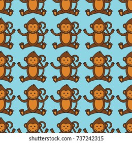 monkey ornament seamless pattern. vector illustration