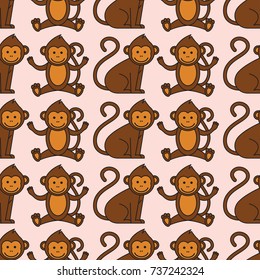 monkey ornament seamless pattern. vector illustration