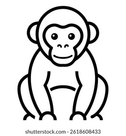 Monkey outline icon on white background