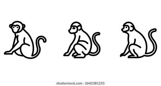 monkey outline or line icon design bundle.
