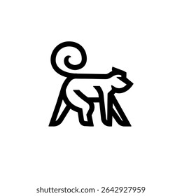 monkey outline logo. Vector illustration of monkey shaped outline logo