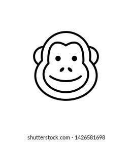 Monkey (Outline Stroke Animal Icon Vector Illustration - Vector)
