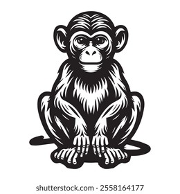 monkey outline vector art black color.