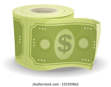 Monkey Paper Dollars/ Illustration of a cartoon roll of toilet paper made with dollars currency