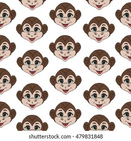 monkey pattern on a white background vector illustration face cartoon baby icon logo art design
