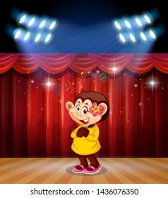 A monkey perform on stage illustration