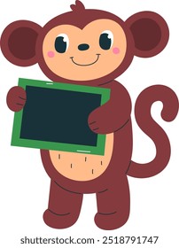 Monkey With Placard Vector Illustration