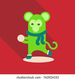 monkey play snowflakes christmas card