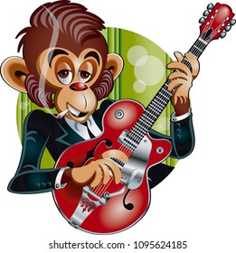 Monkey playing electric guitar

