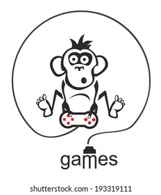 monkey playing with game console