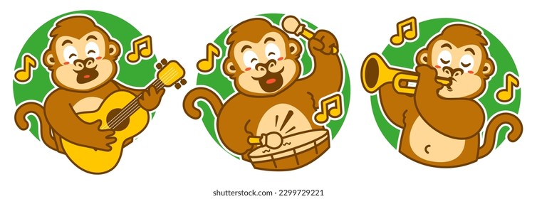 monkey playing music sticker pack