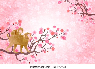 Monkey plum cherry greeting cards