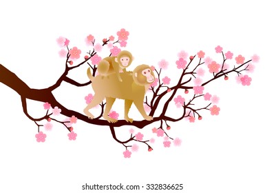 Monkey plum cute greeting cards