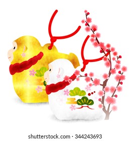 Monkey plum cute greeting cards
