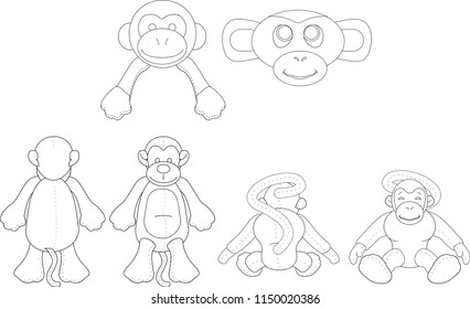 Monkey Plush line art