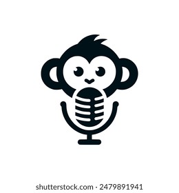 diseño de Plantilla de Ilustración vectorial de logotipo de monkey podcast