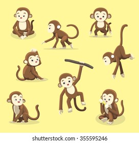 Monkey Poses Cartoon Vector Illustration