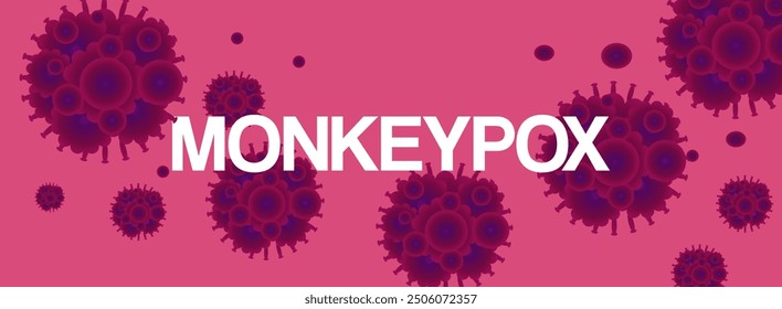 Monkey pox virus outbreak pandemic banner. Monkeypox virus design for prevention, symptom awareness, and disease spread. Medical illustration background for healthcare and science themes.
