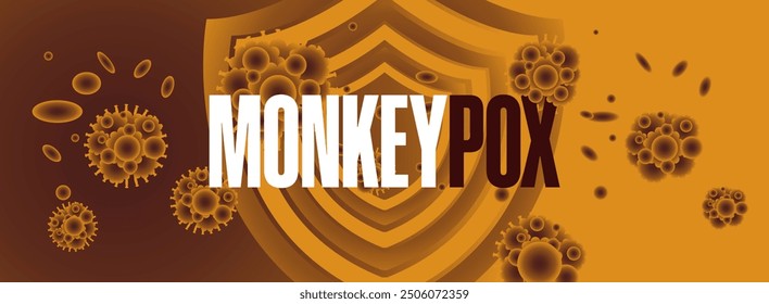 Monkey pox virus outbreak pandemic banner. Monkeypox virus design for prevention, symptom awareness, and disease spread. Medical illustration background for healthcare and science themes.