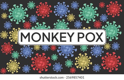 Monkey pox virus outbreak pandemic banner. Monkeypox virus design for prevention, symptom awareness, and disease spread. Medical illustration background for healthcare and science themes.