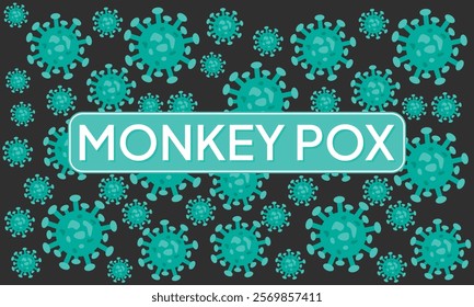 Monkey pox virus outbreak pandemic banner. Monkeypox virus design for prevention, symptom awareness, and disease spread. Medical illustration background for healthcare and science themes.
