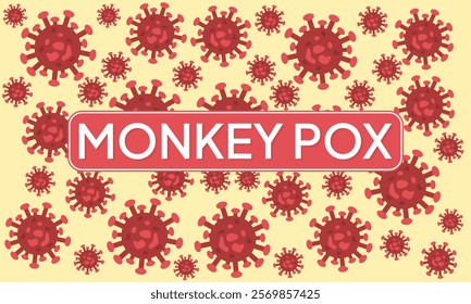 Monkey pox virus outbreak pandemic banner. Monkeypox virus design for prevention, symptom awareness, and disease spread. Medical illustration background for healthcare and science themes.