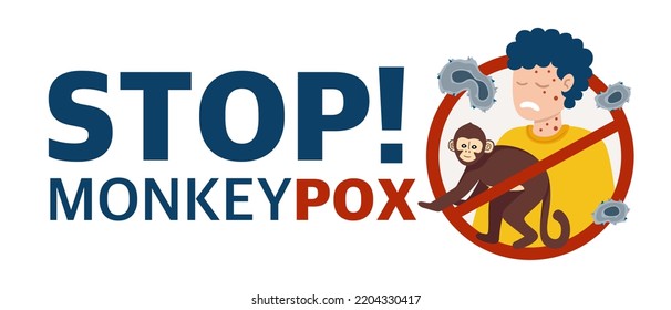 Monkey Pox virus Poster to inform about the pandemic and spread of the disease Images of human virus and monkey Vector 