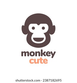 monkey primate portrait cute mascot cartoon colorful logo design vector icon illustration