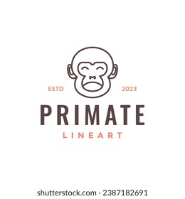 monkey primate portrait simple mascot cartoon line minimal hipster logo design vector icon illustration