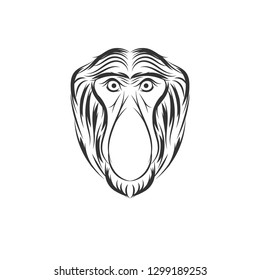 monkey proboscis or bekantan face illustration design