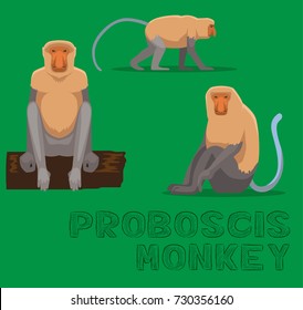 Monkey Proboscis Cartoon Vector Illustration