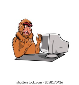monkey programmer vector illustration design
