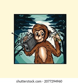 Affen- und Radiografik, diese Illustration ist Vektorbasiert auf bearbeitbaren EPS-Dateien