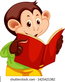 A monkey reading a book illustration