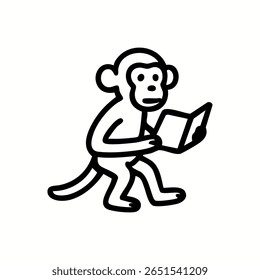 Monkey reading a book vector illustration