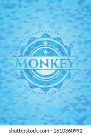 Monkey realistic light blue mosaic emblem