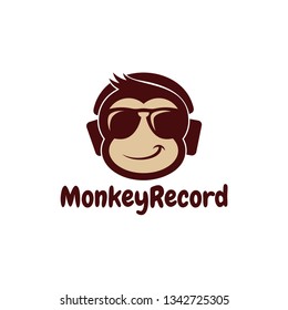 Monkey Record Logo Design Template: เวกเตอร์สต็อก (ปลอดค่าลิขสิทธิ์