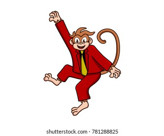 Monkey Red Suit Cartoon