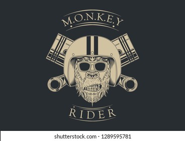 Monkey Rider - badge for any motorcycle club
