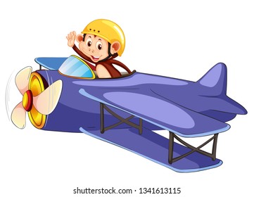 A monkey riding airplane illustration