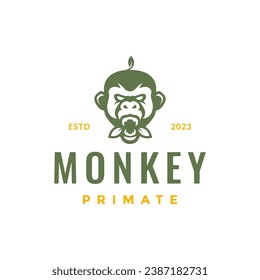 monkey roar primate portrait mascot character hipster colored logo design vector icon illustration