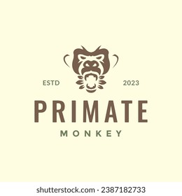 monkey roar primate portrait mascot character hipster vintage logo design vector icon illustration