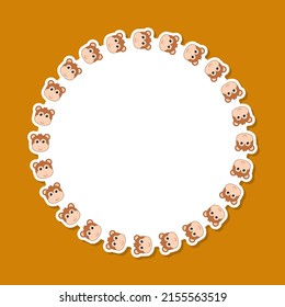 Monkey with round frame for banner, poster, and greeting card
