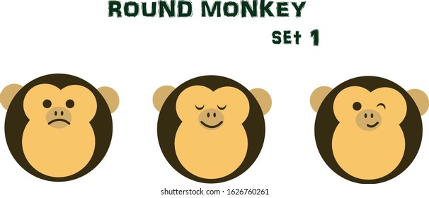 Monkey round SET basic emoji
