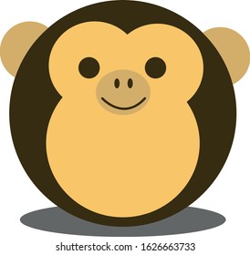 Monkey round smile vector emoji