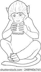 Monkey Sandwich Animal Vector Graphic Art Illustration
