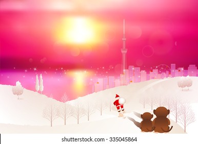 Monkey Santa New Year's card background