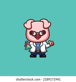 Monkey Scientist Cute Creative Kawaii Cartoon Mascot Logo