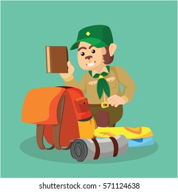 monkey scout packing illustration design