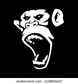 Monkey screaming mascot logo silhouette version
